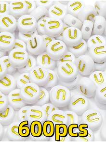 300 hạt cườm hình chữ cái hoặc ký hiệu 7x4mm dùng để trang trí vòng tay, vòng cổ, quần áo. - Nhiều màu - Xem 10