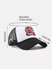 1pc Hot Selling Summer Embroidered Lip Letter Mesh Baseball Cap, Breathable Sports Sun Hat - A - View 8