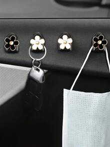 2pcs Car Adhesive Mini Flower Shaped Hooks, Suitable For Dashboard Storage And Home Use, Can Hang Bags, Keys And Other Decorative Accessories - A - View 5