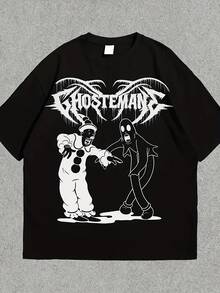 Camiseta de Hombre Ghostmane con Diseño Gótico de Fantasma, Ideal para Fiestas y Noches de Moda Urbana Temática, Adecuada para Pascua, Halloween, Acción de Gracias y Más - Negro - Ver 6