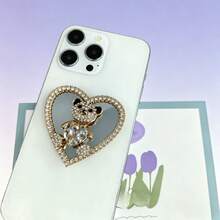 1 Giá đỡ điện thoại hình gấu đính kim cương hình trái tim, giá đỡ điện thoại gấp gọn đính đá lấp lánh, giá đỡ dễ thương dành cho người lười biếng - Nhiều màu - Xem 6