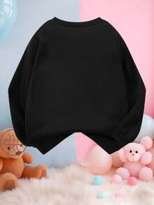 Conjunto de sudadera estampada y pantalones cortos de "Lilo y Stitch" de Disney para niños, ropa deportiva para niñas preadolescentes, colaboración de Disney - Negro - Ver 3