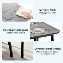 Dining Table With 2 Upholstered Benches - 3 Pcs Industrial Dining Table Set, Ideal For Dining Room, Kitchen, Studio, Restaurant - Grey - View 10