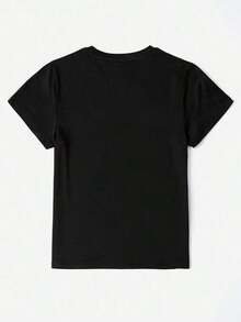 Camiseta de manga corta para mujer, estilo casual, vintage, boho, minimalista, sexy, para club, vacaciones, playa, calle, ropa urbana, festival de música, Día de la Madre, Pascua, campo, estampado tropical, 100% algodón. - Negro - Ver 3