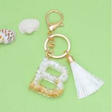 1pc White Tassel Crystal Letter Keychain - A - View 6