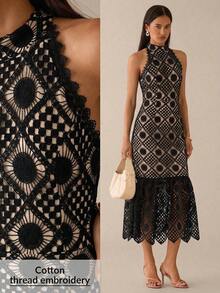 Vestido elegante sin mangas con cintura ceñida para mujer - Multicolor - Ver 1