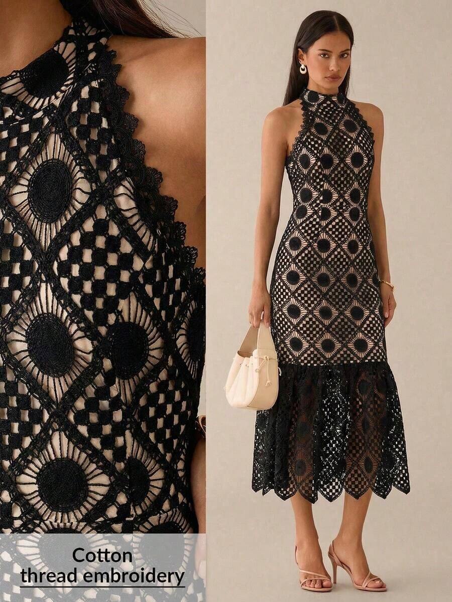 Vestido elegante sin mangas con cintura ceñida para mujer - Multicolor - Ver 1