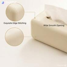 1pc Solid Color Luxury Spring-Loaded Tissue Box, Minimalist Desk Napkin Holder Multi-Function Storage Box For Home - Multicolor - View 5