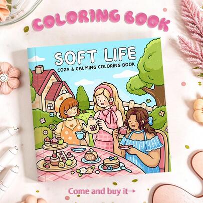 Gentle Living: Garden Tea Party Coloring Book - Immerse Yourself In The Whimsical Afternoon, Sweet Indulgence And Tranquility, Bringing Relief To Stressed Adults. Suitable For Stationery, School Supplies, A Perfect Gift For Girls, Wedding Season, And Mother's Day.