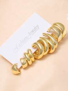 5-10 Pairs Assorted Geometric Shaped Earrings Set, Satisfying All Women's Daily Outfit Needs - Gold - View 6