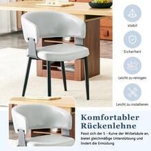Mid-Century Modern Style Dining Chairs, Set Of 2, Retro Armchairs With Barrel-Shaped Armrests And Patterned Backrests, Faux Leather Kitchen Chairs With Sturdy Legs For Home And Restaurants - 灰色 - 查看 6