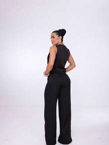 Wide-Leg Pants By Alntaria Risco Calca111114 - Black - View 3
