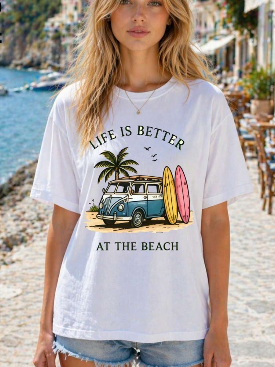 Dreiteiliges Damen-T-Shirt-Set (kurzärmelig), locker sitzende, kurzärmelige T-Shirts aus reiner Baumwolle, bequem und lässig für Urlaub und Freizeit, kurzärmelige T-Shirts für Paare, geeignet für Alltag und Zuhause, klassischer Stil für alle Jahreszeiten. - Weißes Muster 1 - Übersicht 1