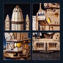 Robotime ROKR 3D Wooden Space Shuttle Model Kit - 446 Piece STEM Building Set With Launch Simulation & LED Light Effects, Educational DIY Puzzle For Adults & Teens, Unique Gift For Space Enthusiasts - Wood Color - View 7