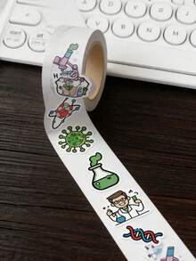500 piezas/rollo Pegatinas de química impermeables, pegatinas decorativas de patrones moleculares de ADN de dibujos animados lindos y estéticos, pegatinas autoadhesivas e impermeables, perfectas para decorar diarios, álbumes de recortes, cuadernos, estuches de teléfonos, portátiles, botellas de agua, suministros de aprendizaje para estudiantes y decoración de fiestas - Multicolor - Ver 5