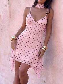 Vestido corto de verano con tirantes finos y estampado de leopardo sexy para mujer - Rosa Pálido - Ver 4