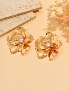 1 paire de boucles d'oreilles pendantes avec fleurs en faux perles élégantes, convenant pour le port quotidien, les vacances, les sorties, les fêtes et les voyages pour les femmes - Multicolore - Voir 2