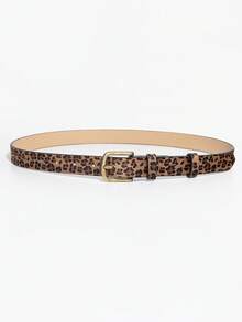 1pc Women's Vintage Leopard Print Minimalist Buckle Denim Decorative Belt - Multicolor - View 2