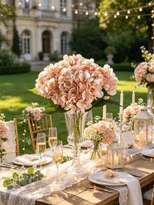 1 pièce Têtes de fleurs d'hortensia artificielles au toucher réel avec tiges, hortensia blanc et bleu clair artificiels pour la décoration florale de la maison, de la cuisine et du mariage. Fleurs en boule en plastique, sans électricité ni pile nécessaire. Parfait pour la Saint-Valentin et la décoration saisonnière - Champagne - Voir 7