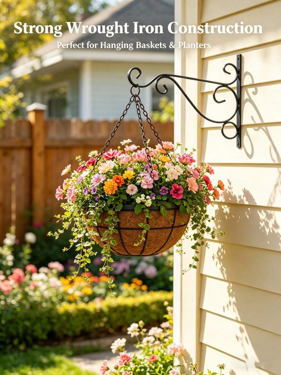 1pc Nordic Wall Hanging Flower Rack, Balcony Garden Hanging Planter Hook, Lighting Hook - Multicolor - View 1