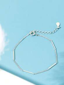 1pc S925 Sterling Silver Minimalist INS Style Bracelet, Understated Versatile Daily Wear Wrist Chain, Suitable For Party, Vacation, Accessory - Chain - View 2