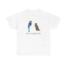 Blue Jay And Raccoon T-Shirt|   Just A Regular Life - White - View 4