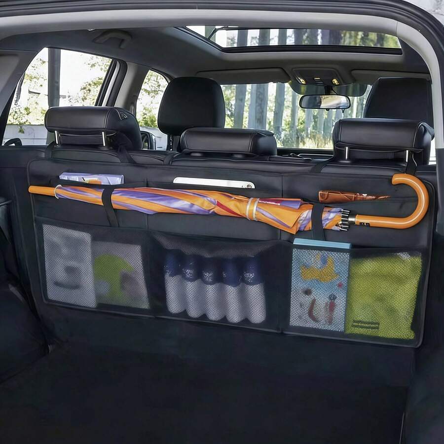 Oxford Cloth Car Trunk Storage Bag, Foldable Backseat Hanging Organizer Bag, Waterproof & Durable Car Seat Back Storage Bag, Suitable For Frequent Family Travel, Easy Installation For Most Vehicle Models - A - View 1