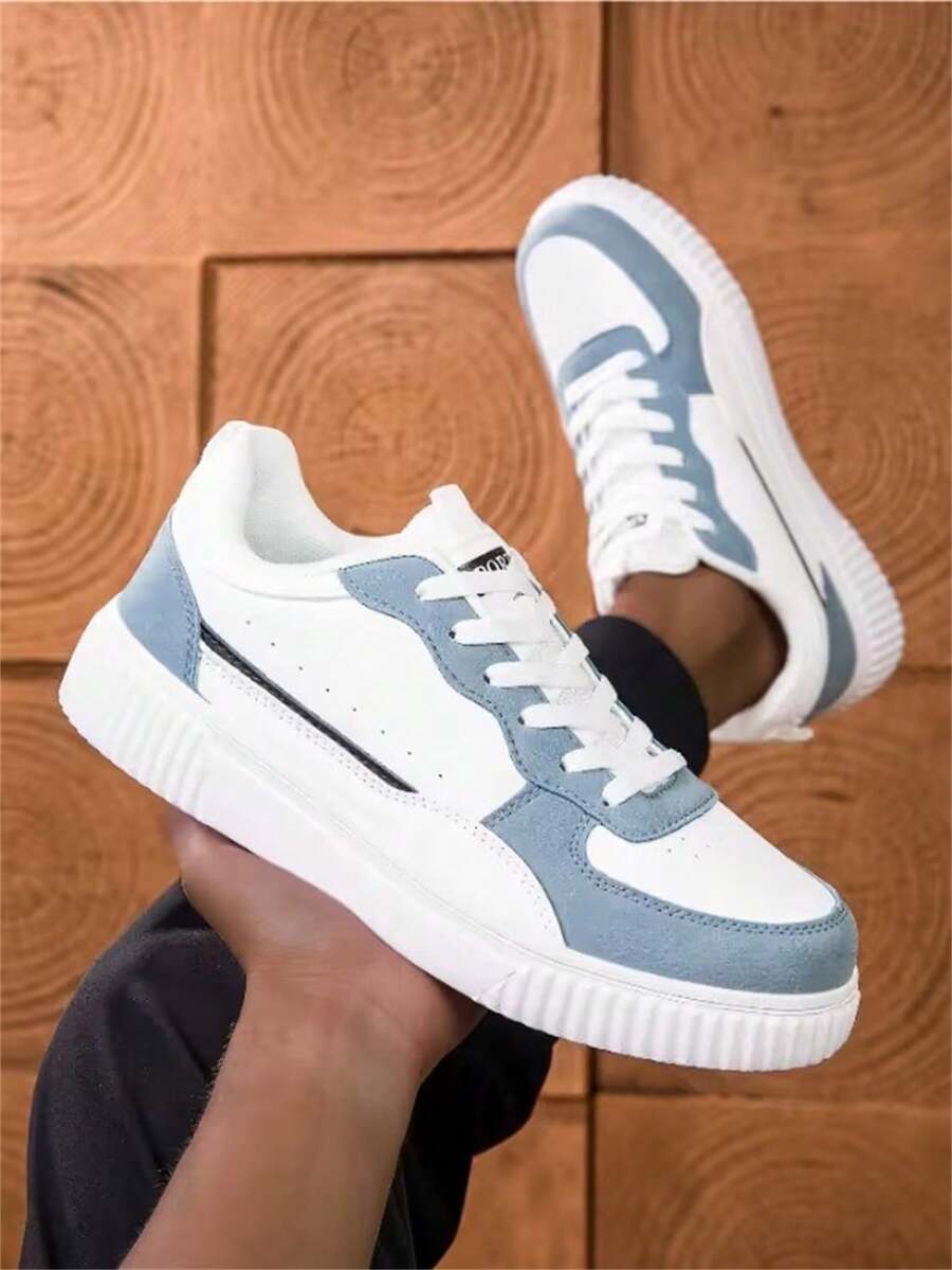 36-45 Unisex Lace-Up Casual Sneakers, High-Quality White Shoes, Versatile Soft-Sole Student Skateboard Shoes, Comfortable & Non-Fatiguing - Navy Blue - View 1