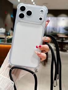防震掛繩手機殼，適用於 iPhone 17 Pro Max 17 Pro 16 Pro Max 15 14 Pro Max 13 12 Pro 11，矽膠軟透明防摔相機保護背蓋 - 無色 - 查看 2
