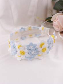 1 buah Bando Bunga Daisy Warna-warni, Bando Serbaguna Gaya Pedesaan yang Segar - A - View 11