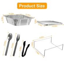 6 Disposable Chafing Dish Buffet Set Baking Pans Trays Stands Forks Spoons Tongs - View 6