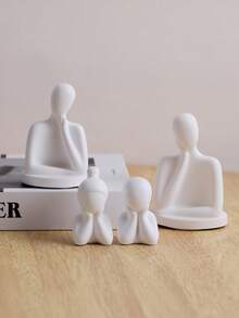 1PC Set Abstract Thinker Figurine, Minimalist White Resin Human Statue For Home Decor - one-size - View 3