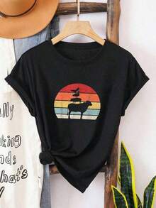 Women's Retro Palm Tree Desert California Vintage Summer T-Shirt. Suitable As A Gift. Women's T-Shirt. Elegant Blouses. Boho Chic. Soft, Breathable, And Comfortable Women's Top, Ideal For Spring, Summer, And Fall, Perfect For Vacations, Travel, And Everyday Wear. Suitable As A Gift. Women's T-Shirt. Elegant Blouses. Boho Chic. Soft, Breathable, And Comfortable Women's Top, Ideal For Spring, Summer, And Fall, Perfect For Vacations, Travel, And Everyday Wear. - 黑色 8 - 查看 3