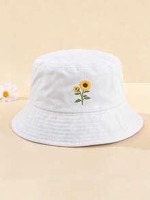Sunflower Print Distressed Bucket Hat, Casual Outdoor Sun Protection Hat For Men And Women - Bucket Hat - View 9