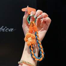 4-Strand Braided Short Phone Lanyard + Card Holder, Knitted Floral Lanyards In Multiple Colors, Wrist Strap Anti-Lost Cord, Portable Keychain Pendant, Fashion Bag Charm For Women - Multicolor - View 2