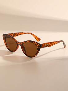 1 paire de lunettes de soleil à monture chat œil marron imprimé léopard pour femmes, combinant le charme moderne et rétro. Convient pour la photographie de rue, les tenues, les vacances, les voyages et autres occasions. Un choix d'accessoire à la mode. - imprimé léopard - Voir 6