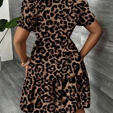 Slayr Plus Size Vintage Leopard Print Dress, Suitable For Summer Music Festival - Rosa Fucsia - Ver 10