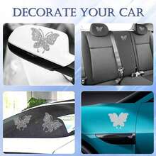 Rhinestone Butterfly Car Sticker, Self-Adhesive DIY Exquisite Pattern Rhinestone Sticker, Rhinestone Butterfly Car Decal, Interior And Exterior Car Sticker - A - View 5