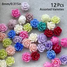 12pcs Colorful Shell Beads, 6-8mm, Rose Flower Shaped For Jewelry Making, DIY Bracelet, Necklace, Earring Accessories - Color Mixing - View 16