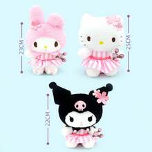 Móc khóa hình thú nhồi bông Hello Kitty My Melody Kuromi chính hãng của Sanrio, thiết kế hoa anh đào, thích hợp để trang trí túi xách, ba lô, ví và túi tote, tuyệt vời cho sử dụng hàng ngày và làm quà tặng dịp lễ. - Nhiều màu - Xem 6