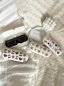 Bowknot Leopard Print Glasses Case, Ins Style Glasses Storage Box, Multifunctional Storage Box, Fashion Glasses Case, Brand New Minimalist Design, Portable, Waterproof, Dustproof, Suitable For Fashion Glasses And Prescription Glasses, Protective Glasses Storage Box, Unisex Glasses Organizer Box - Multicolor - View 4