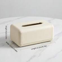 1pc Solid Color Luxury Spring-Loaded Tissue Box, Minimalist Desk Napkin Holder Multi-Function Storage Box For Home - Multicolor - View 4