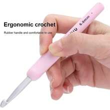 1 Set de ganchillos de crochet portátiles, ganchillos de crochet con mango suave rosa, set completo de accesorios, herramientas de tejido DIY, adecuado para principiantes, adecuado para uso diario de tejido, regalo de crochet único - C-Traje multicolor - Ver 7