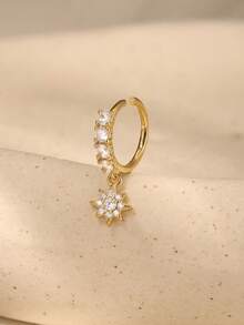 1Pc 925 Sterling Silver Bohemian Eight-Pointed Star Cubic Zirconia Nose Ring Nose Piercing, Women'S Fashionable Accessory Suitable For Daily, Dates, Vacation, Wedding, Party, Holiday Gift - Gold - View 3