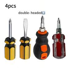 4 chiếc tua vít mini hình củ cà rốt | Tua vít đầu dẹt hai rãnh từ tính nhỏ gọn, chất liệu thép - tua vít - Xem 3