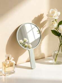 1pc Small/Medium/Large/Extra Large Round Handheld Makeup Mirror | Mother's Day Gift | Bridesmaid Gift | Souvenir | Portable Makeup Mirror Solid Color Pocket Mirror Floating Light High Definition Mirror Surface For Bedroom/Living Room/Bathroom Multiple Scenes - Multicolor - View 23