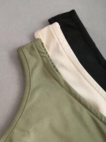 Conjunto de blusa con cuello asimétrico, un solo hombro y decoración de hebilla metálica, adecuado para vacaciones en la playa - Multicolor 8 - Ver 7