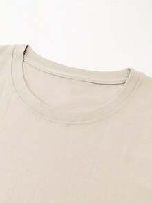 Camiseta suave 100% algodón para mujer, con estampado de sol y luna celestes, 100% tejido de punto, camiseta casual de cuello redondo, estilo bohemio estético, top para todas las estaciones, 180g/m² - longitud regular. Camiseta de algodón transpirable, combina con todo. - Albaricoque - Ver 3