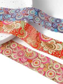 10pcs Bohemian Style Colorful Mandala & Floral Geometric Pattern Nail Transfer Foil Stickers, Suitable For Acrylic Nails, Summer Bohemian DIY Nail Art Decoration, Non-Sticky - Multicolor - View 3