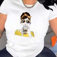 Camiseta de Mujer Cómoda Cuello Redondo Casual Mezcla de Algodón Mangas Cortas Suave Transpirable Top Ropa de Mujer Camiseta Verano Primavera Ropa de Calle - Blanco - Ver 7
